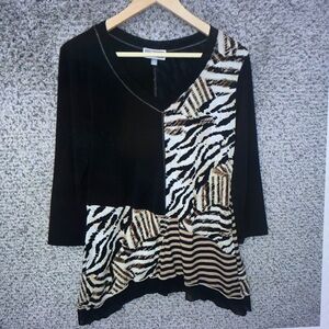 Stylish Black and Zebra Print Women's Top